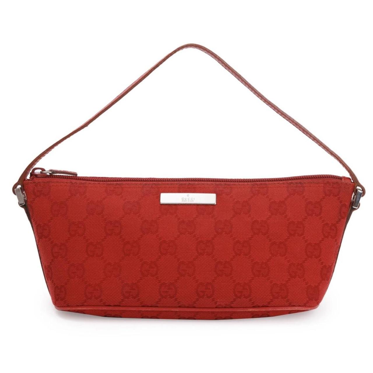 Red Gucci boat pouchette monogram bag