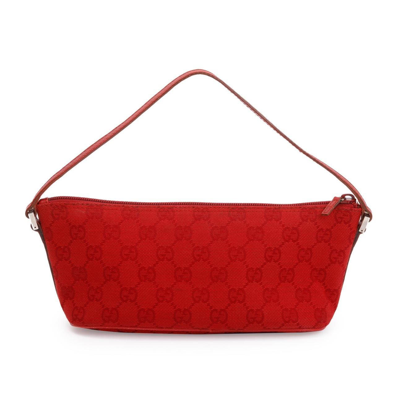 Red Gucci boat pouchette monogram bag