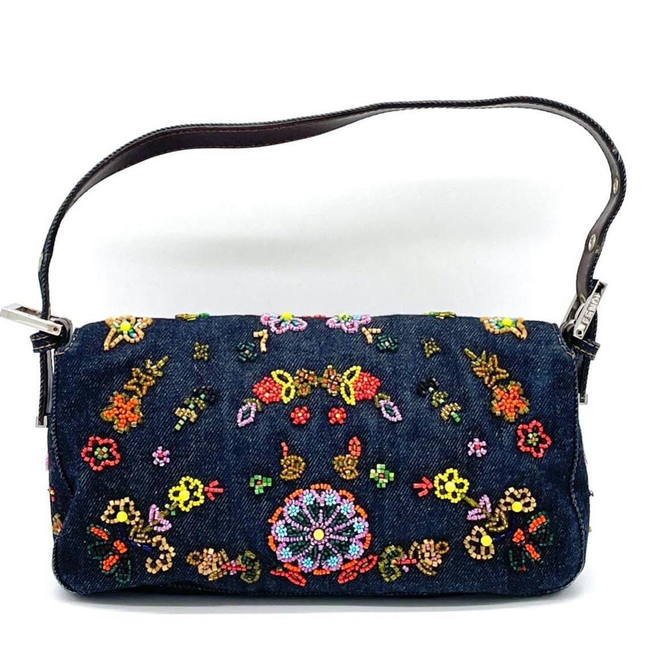 Fendi Denim Floral Beaded Bag