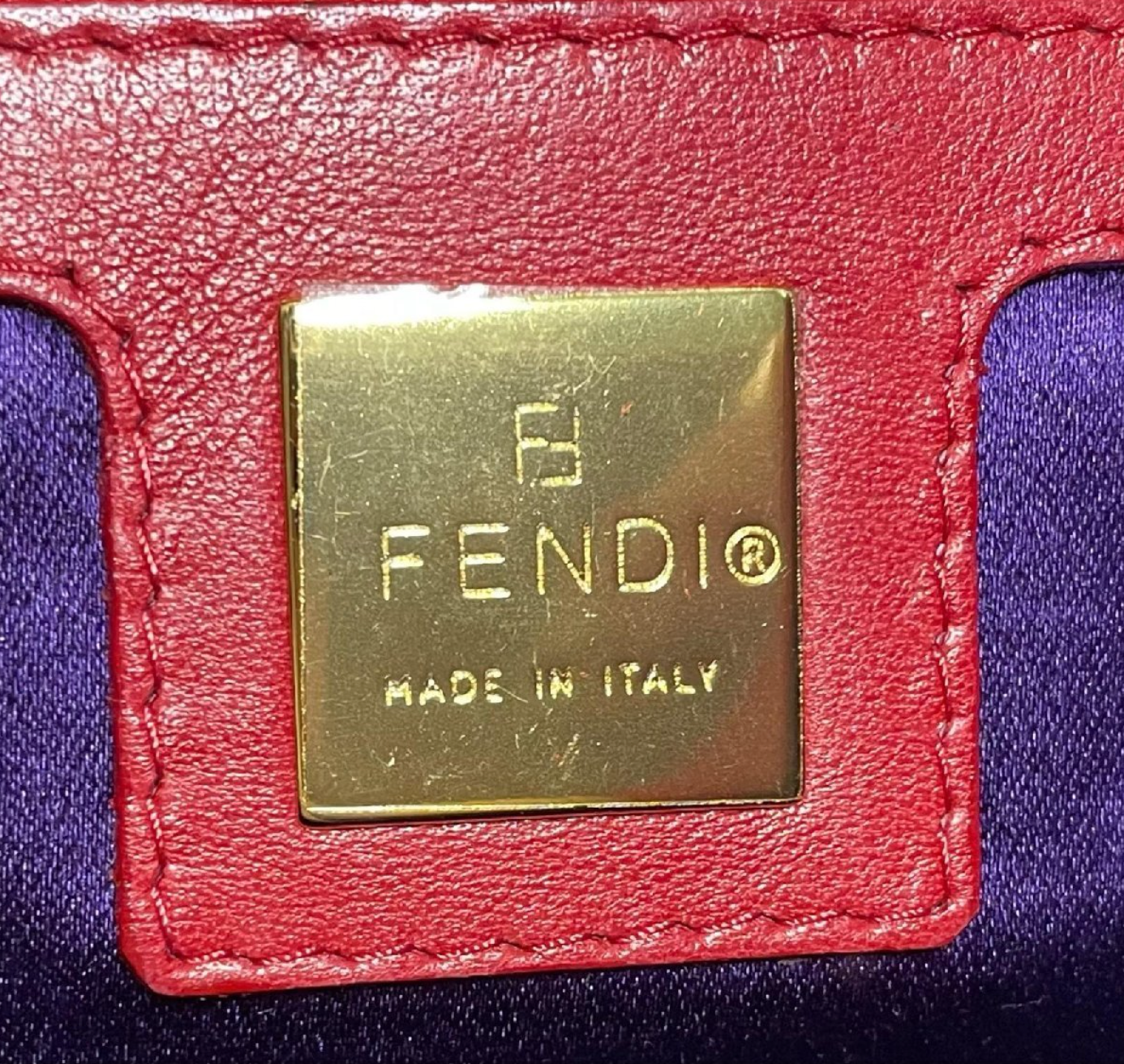 Fendi Red suede velvet baguette bag