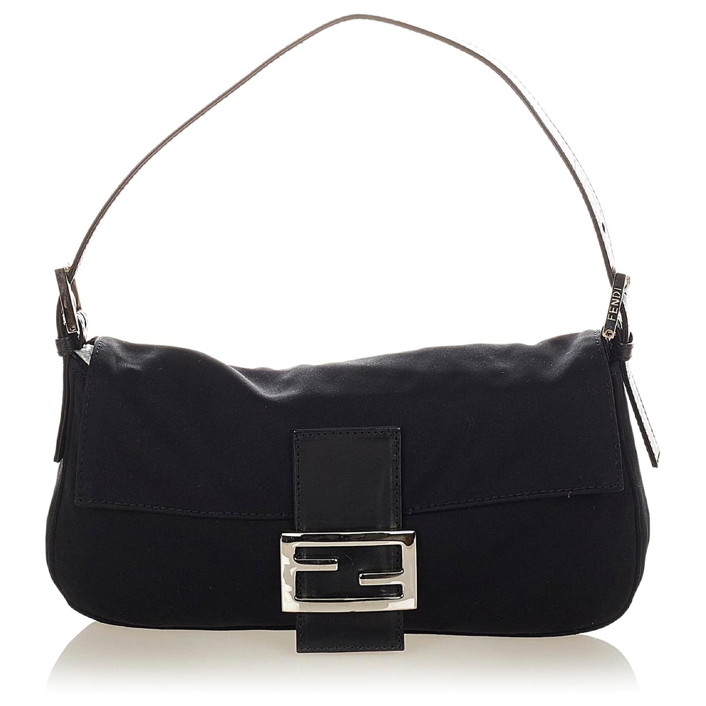 Fendi Black Cloth Baguette Bag